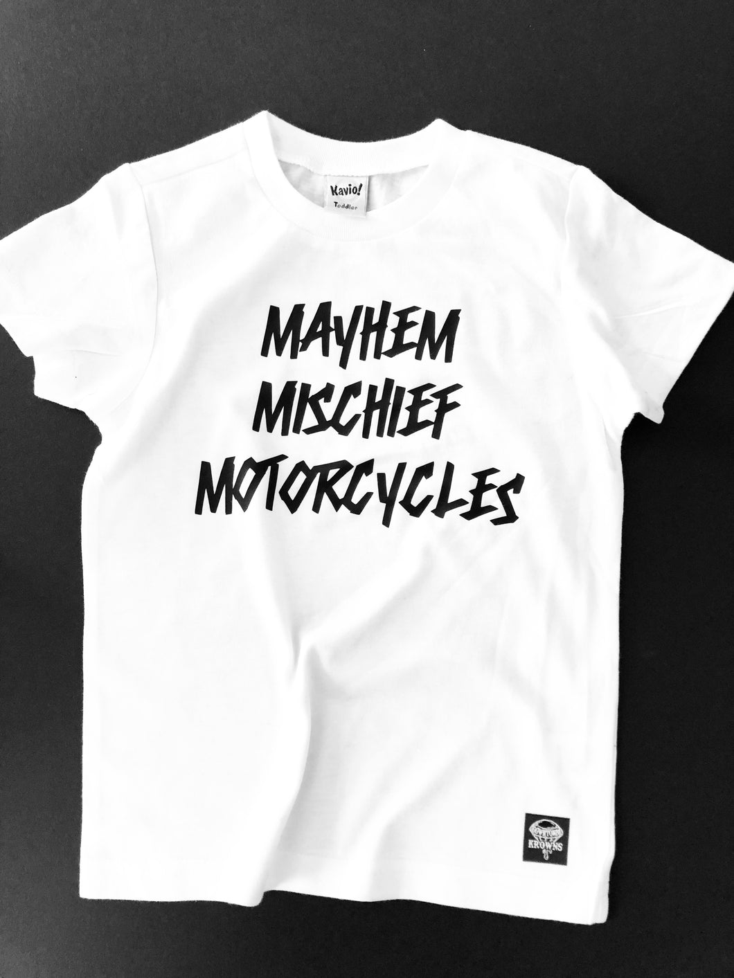 Kids Mayhem Mischief Motorcycles tee