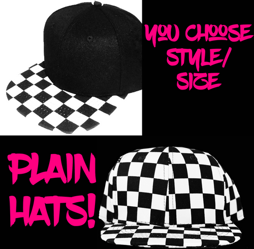 Plain Checkered Hat Choose Style/Size!